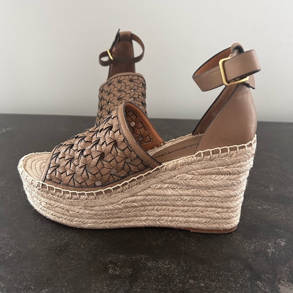Tory Burch Basketweave Espadrille Wedges - Picture 9 of 9